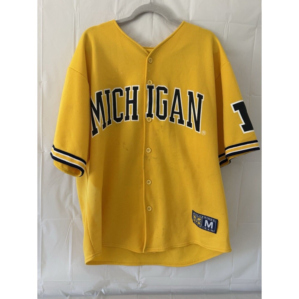 Vintage Michigan Wolverines Baseball Jersey #23 BEX Made USA Adult XL Yellow